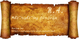 Mátyásy Alojzia névjegykártya
